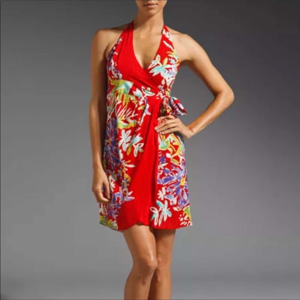 🆕 Nanette Lepore Tropical Wrap Cover Up Dress 🌺🌞🌿